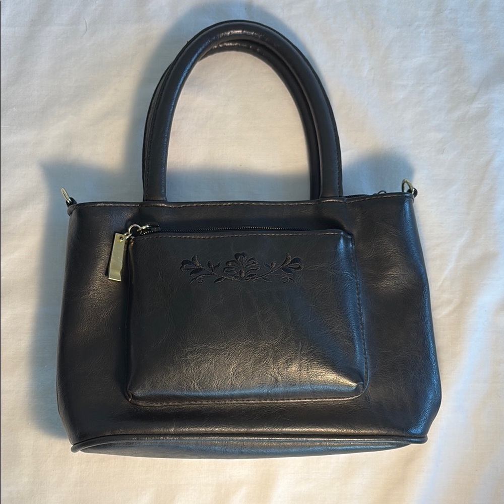 Elegant Black Embroidered Handbag